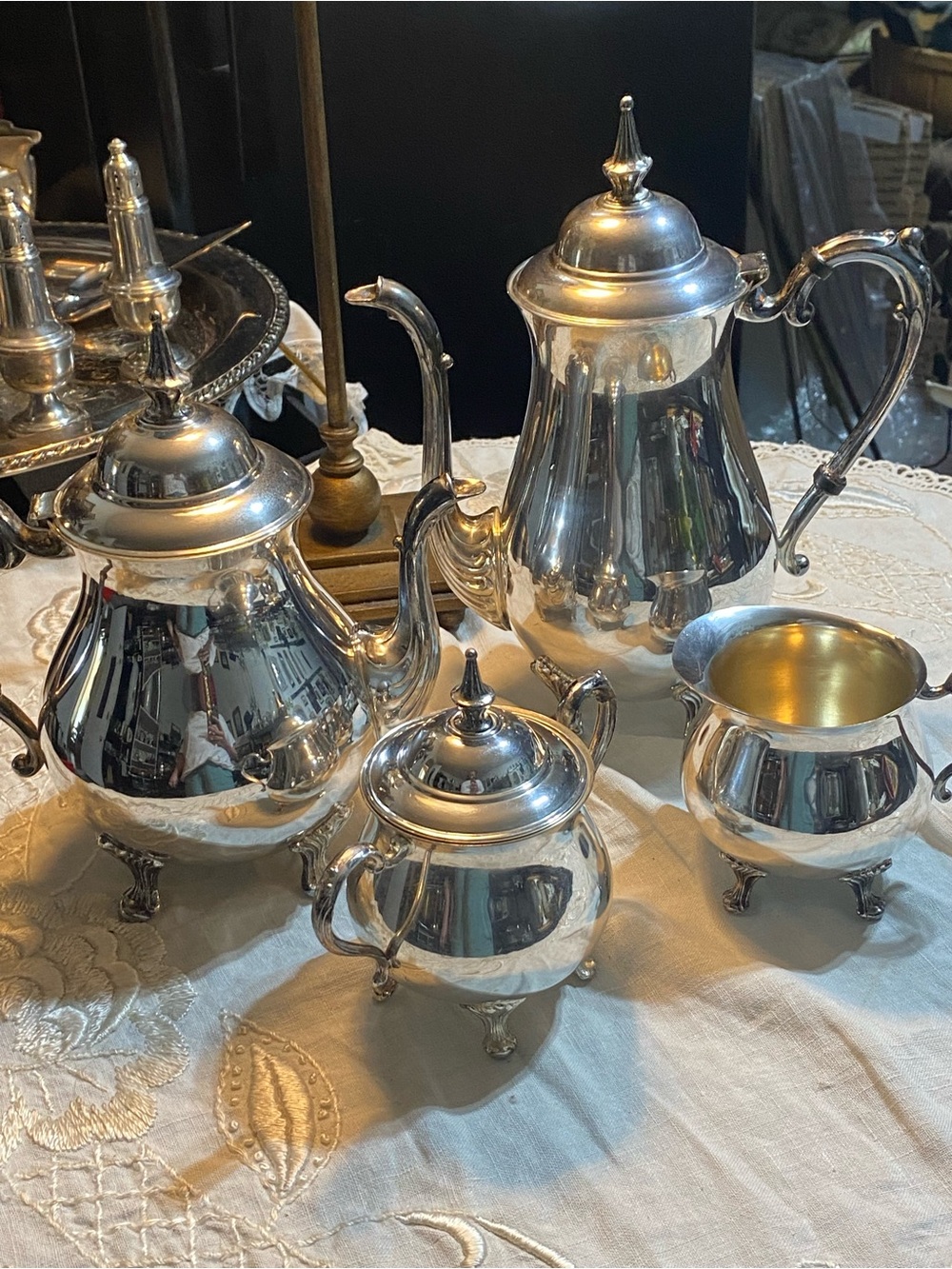 Sheridan 4 Piece Silver Plate Coffee Tea Set  "Newport" pattern